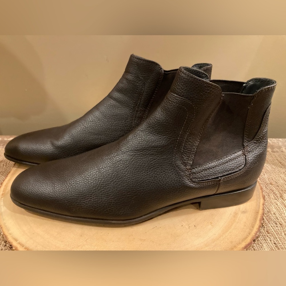 Calvin Klein Cadman Boots Mens Sz-8 Pull On Dark Brown‎